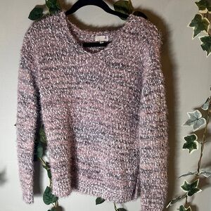 SO Women's Pink and Gray Crew Neck Sweater